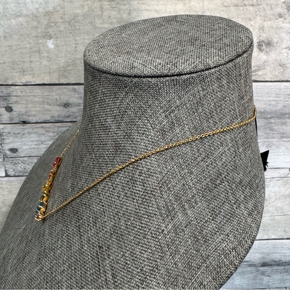 Kurt Geiger London Mixed Crystal Frontal Necklace Goldtone plate/cubic zirconia - Picture 3 of 6